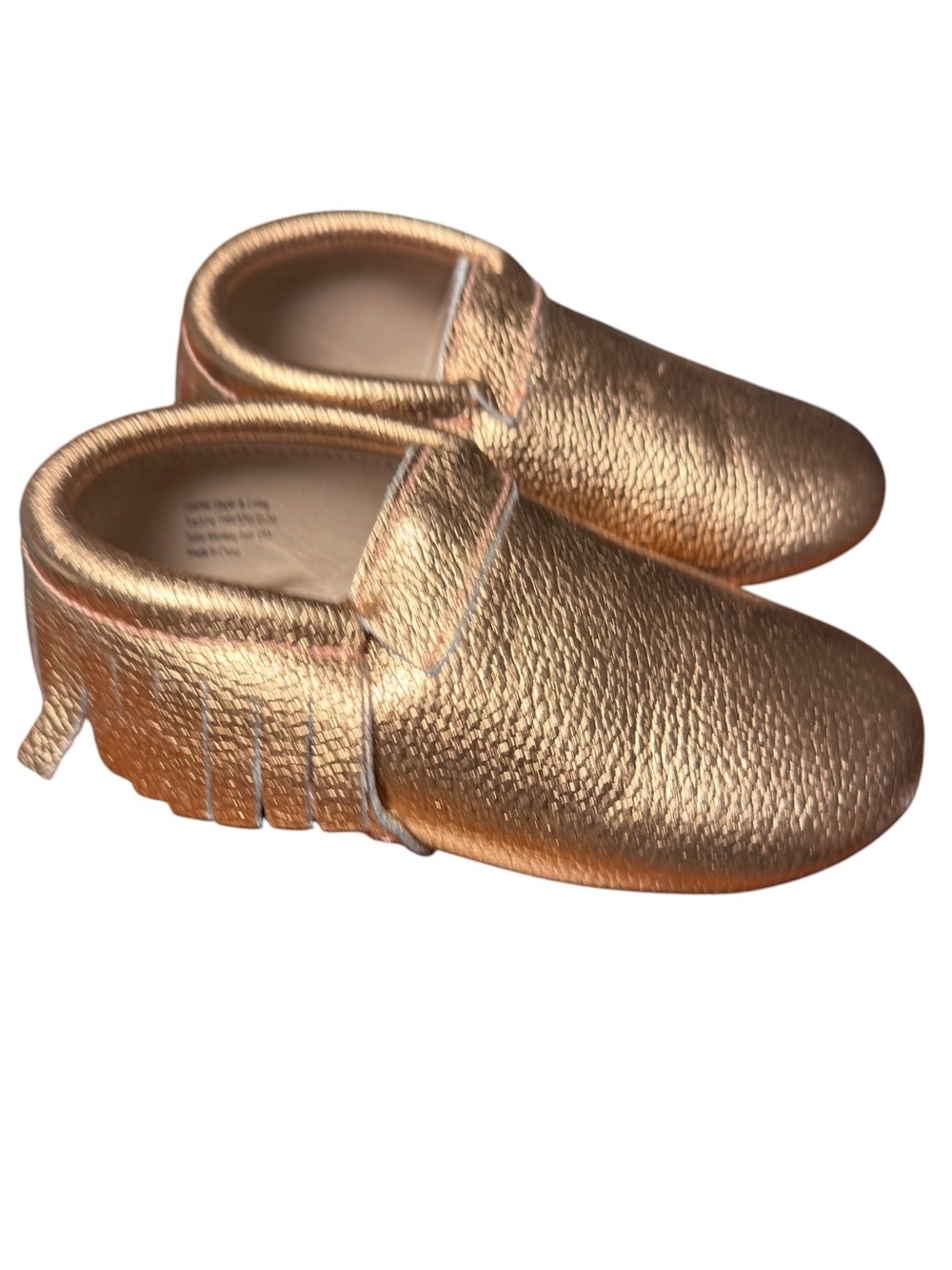 Monkey Feet Metallic Gold Slip-On Moccasins 3-4 yrs leather, like new